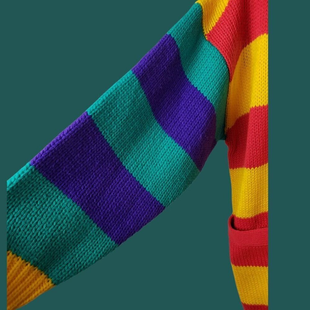 Stitches-Ok Vtg Striped Cardigan Sweater With Pockets  Multicolor Small Petite - Picture 6 of 8